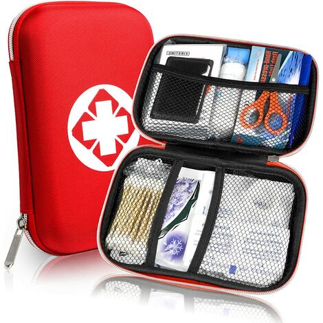 Trousse de Premier Secours 18 Articles, Rouge Semi-Rigide Mini Box Sac d'urgence Médical Imperméable Les Activités Extéreures Premiers Secours Domestiques JAANY