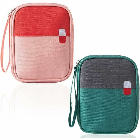 Trousse de Premier Secours Vide, Guazhuni 2 pièces Mini Kits de Premiers Secours Portables pour Situations D'urgence à Maison, Bureau, Activités De Plein Air, Voyage, Randonnée, Camping (vert, Rose)