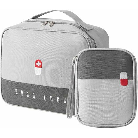 Trousse de Premiers Secours, 2 Pcs Portable Boîte Médicale Boîte, Sac de Rangement de Médicaments, Trousse de Secours Vide pour Situations Durgence à Maison Bureau Camping