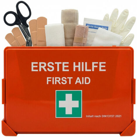 Trousse de premiers secours DIN 13157:2021 - Coffret complet avec support mural