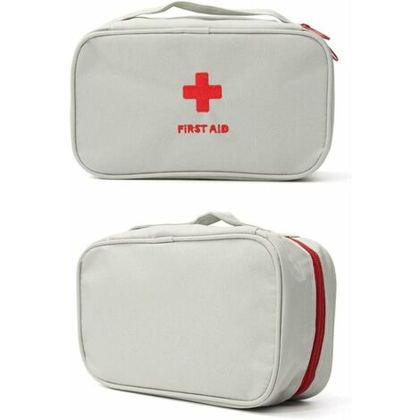 Trousse de premiers secours - Sac vide pour trousse de premiers secours pour la maison, l'extérieur, les voyages, le camping, la randonnée, mini sac de rangement médical vide - Pochette portable (gris