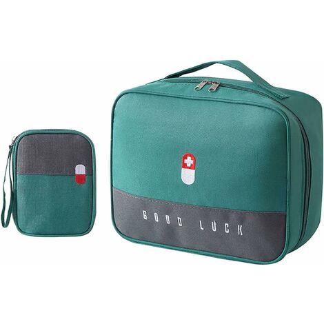 Trousse de Premiers Secours, Vert，2 Pcs Portable Boîte Médicale Boîte, Sac de Rangement de Médicaments, Trousse de Secours Vide pour Situations Durgence à Maison Bureau Voyage-HARRY