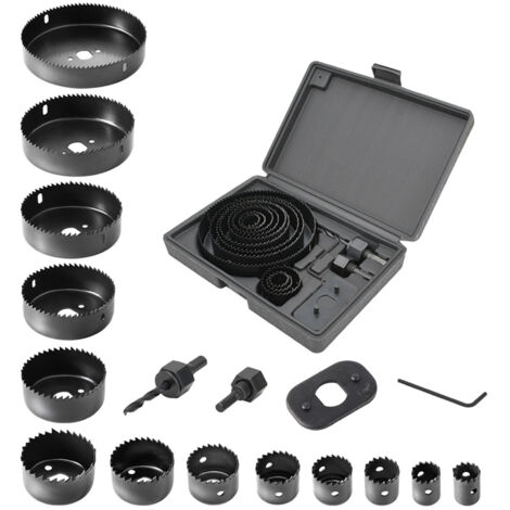 Trousse de Scies Cloches en Acier Carbone pour Perceuse, Mandrin et Joint Inclus pour Coupe de Planches