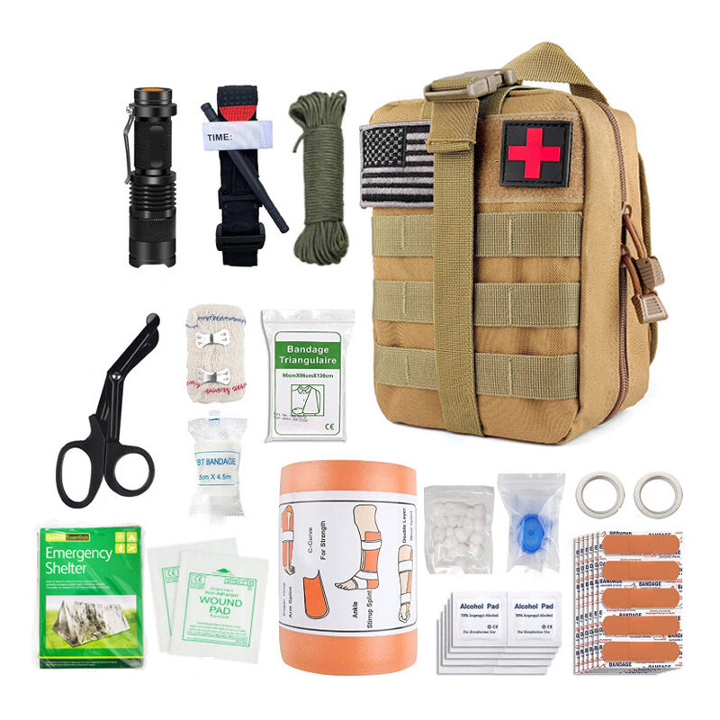 Trousse de secours complète militaire tactique Assemblée En france normes CE+petite trousse+bandoulière+tire tique+bracelet survie-Conçue pour la