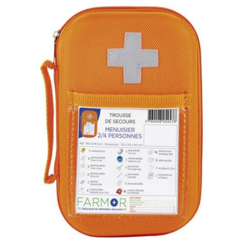 Trousse de secours Menuisier 2/4 personnes en eva Orange Fluo Farmor