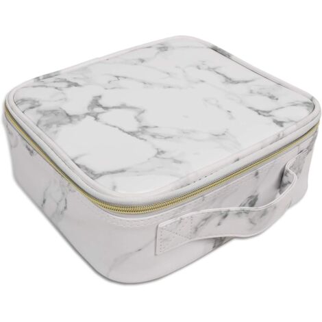 Trousse de toilette portable carrée avec cloison (blanc)