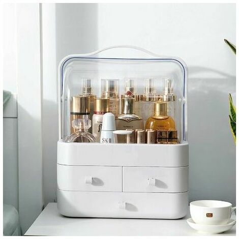 Trousse de toilette pour coiffeuse et tiroir de rangement de salle de bain anti-poussière et étanche (blanc)