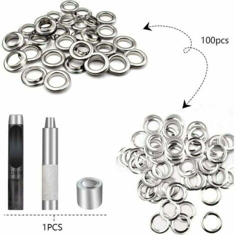 Trousse Oeillets 100 Set, XU, 12mm, Argent, Pour Baches/Tentes - KZQ