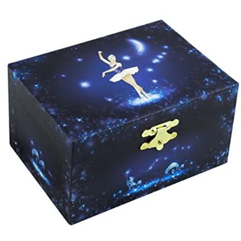Trousselier - Carillon Ballerina - Carillon Portagioie Bambina Ragazza - Carillon Bambina Fosforescente - Musica Lago dei Cigni - Porta Gioie Bambina Blu - Ballerina Regalo