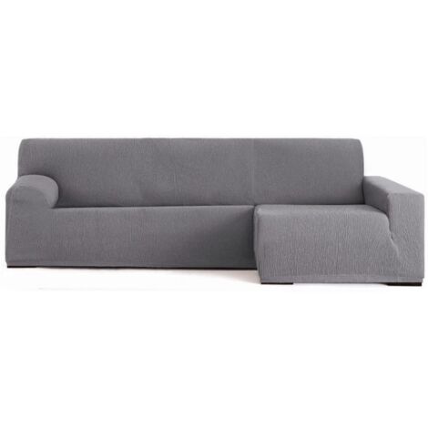 Troya elastischer Sofabezug Halbinsel rechts grau lange Armlehne 250/310