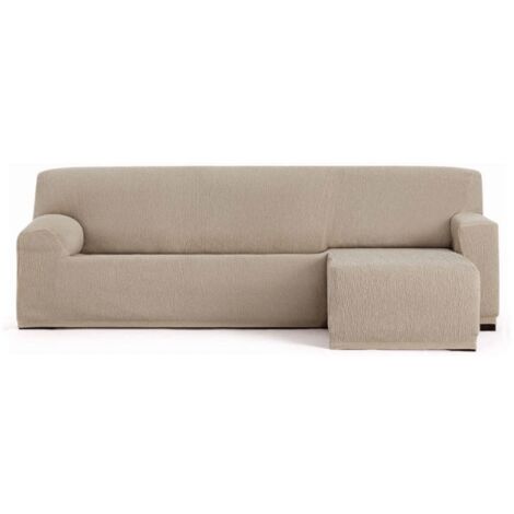 Troya elastischer Sofabezug rechts Halbinsel beige kurze Armlehne 250/310