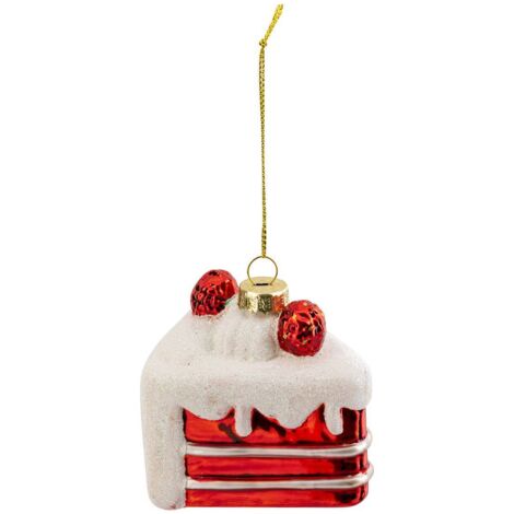 Trozo de tarta en vidrio H.8cm rojo y blanco - Feeric lights & christmas