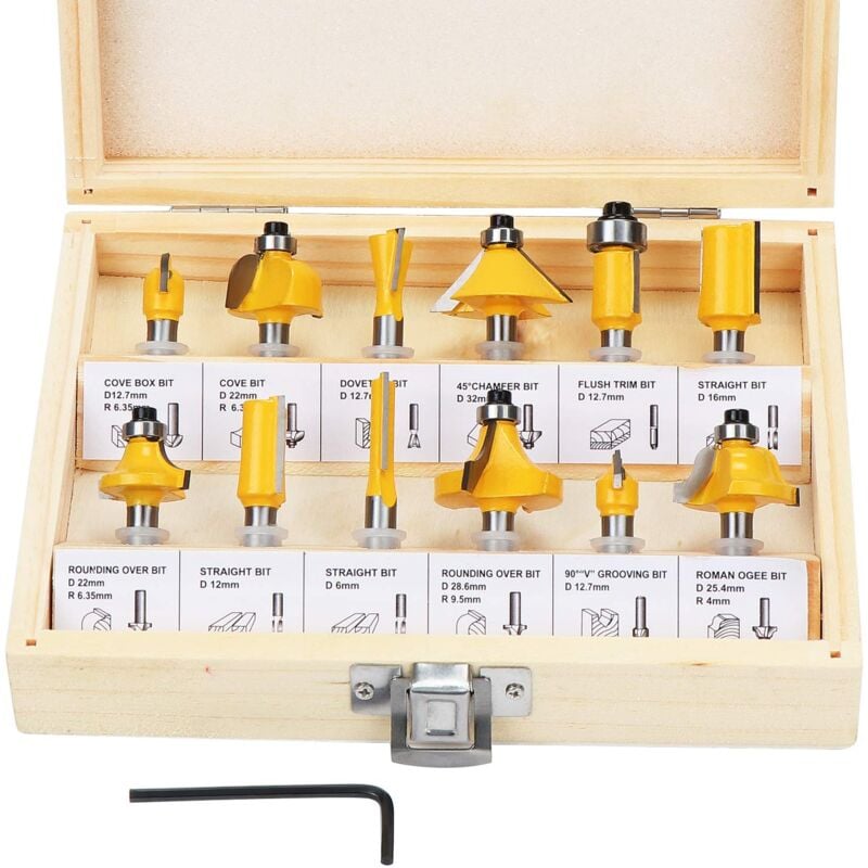 Galozzoit - Trépan de tronçonnage incliné en carbure de tungstène de 6,35 mm 1/4 po avec une clé(12pcs)