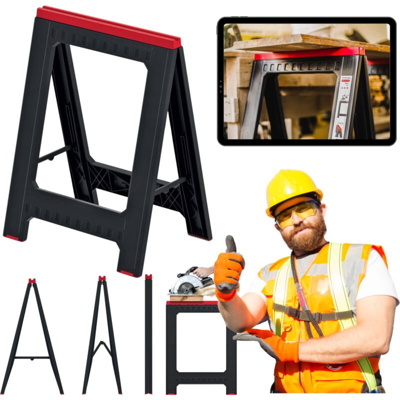 Chevalet de travail pliant de (1 unité, pliant, support fixe, pieds antidérapants, capacité de charge de 350 kg)