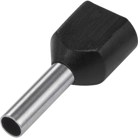 TRU COMPONENTS 1091321 Zwillings-Aderendhülse 1.5 mm² Teilisoliert Schwarz 100 St.