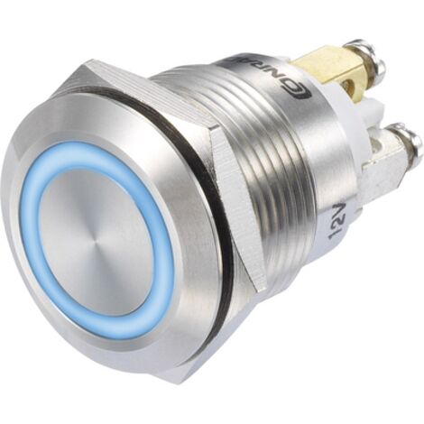 TRU COMPONENTS 1273005 GQ19F-10E/B/12V/S Interuttore a pressione 48 V/DC 3 A 1 x On / (On) Momentaneo Blu IP65 1 pz.