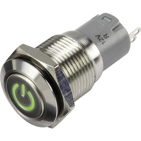 TRU COMPONENTS 1303017 LAS2GQF-11ZDT/G/12V/S/P Druckschalter 48 V/DC 2 A 1 x Ein/Ein rastend Grün  I