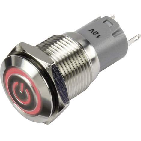 TRU COMPONENTS 1303024 LAS2GQF-11ZET/R/12V/S/P Druckschalter 48 V/DC 2 A 1 x Ein/Ein rastend Rot  IP