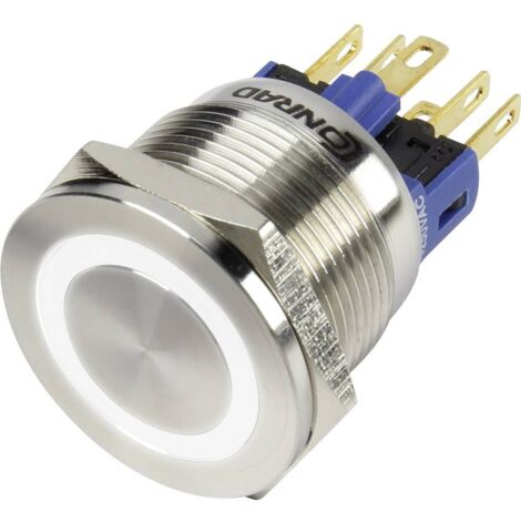 TRU COMPONENTS 1303050 GQ22S-11E/W/12V Pulsante antivandalo 250 V/AC 3 A 1x Off / (On) Momentaneo Bianco IP65 1 pz.
