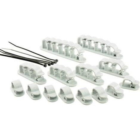 TRU COMPONENTS 1386629 WCM-SET-TT 1386629-FERMACAVI AUTOADESIVO, 19 PEZZI, COLORE: TRASPARENTE