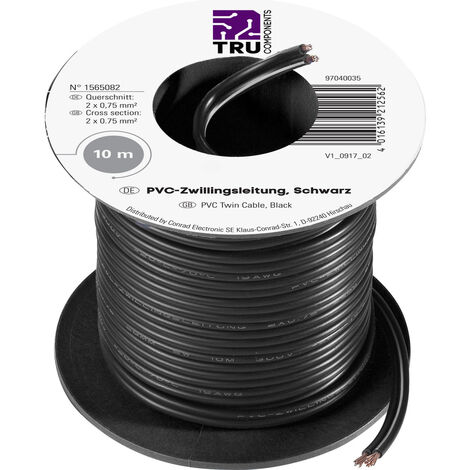 TRU COMPONENTS 1565082 Litze  2 x 0.75 mm² Schwarz 10 m