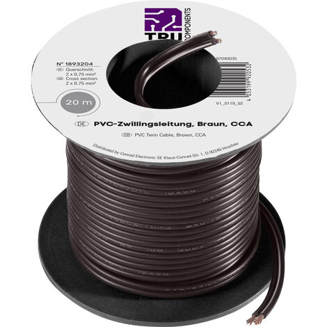 TRU COMPONENTS 1566632 Litze  2 x 0.75 mm² Weiß 20 m