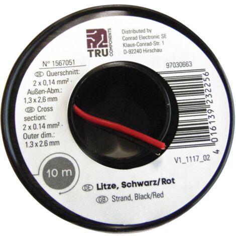 TRU COMPONENTS 1567052 Fil de câblage 2 x 0.14 mm² marron, jaune 50 m