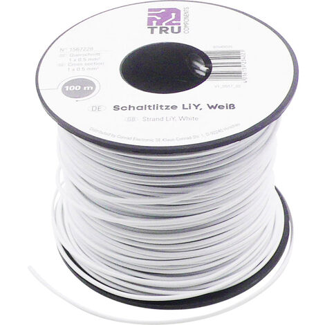 TRU COMPONENTS 1567228 Litze LiY 1 x 0.50 mm² Weiß 100 m