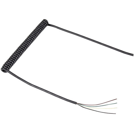 TRU COMPONENTS 1570978 Spiralkabel  188 mm / 500 mm 4 x 0.12 mm² Schwarz 1 St.