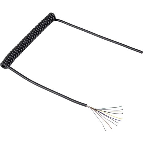 TRU COMPONENTS 1571517 Spiralkabel 300 mm / 900 mm 10 x 0.12 mm² Schwarz 1 St.