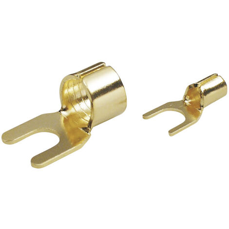 TRU COMPONENTS 1577787 Gabelkabelschuh   10 mm² Loch-Ø=7 mm Unisoliert Gold 1 St.