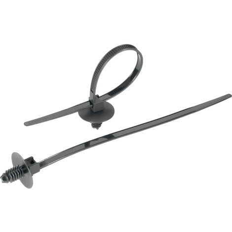 TRU COMPONENTS 1592908 TC-PDVR170BK203 Kabelbinder 169 mm 5 mm Schwarz mit Spreizanker und Teller 1
