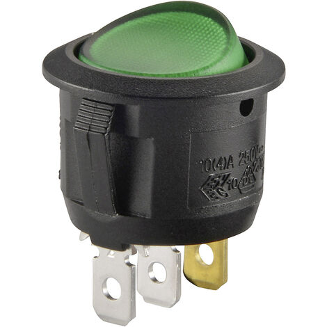 TRU COMPONENTS 700304 Wippschalter R13-112B B/G 200V 250 V/AC 6 A 1 x Aus/Ein  rastend 1 St.