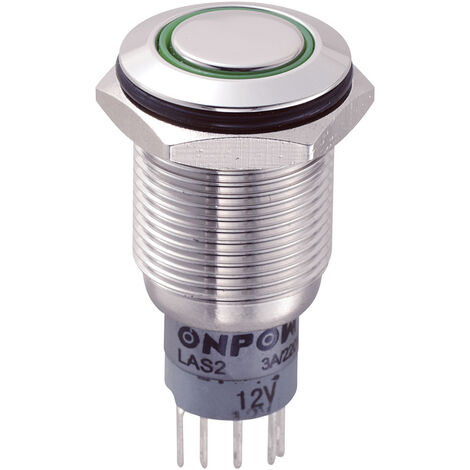 TRU COMPONENTS 701818 LAS2GQF-11ZE/G/12V/S/P Vandalismusgeschützter Druckschalter 250 V/AC 3 A 1 x E