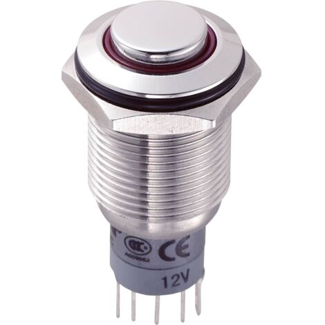 TRU COMPONENTS 701820 LAS2GQH-11ZE/R/12V/S/P Interruttore antivandalo 250 V/AC 3 A 1 x On / On Permanente Rosso 1 pz.