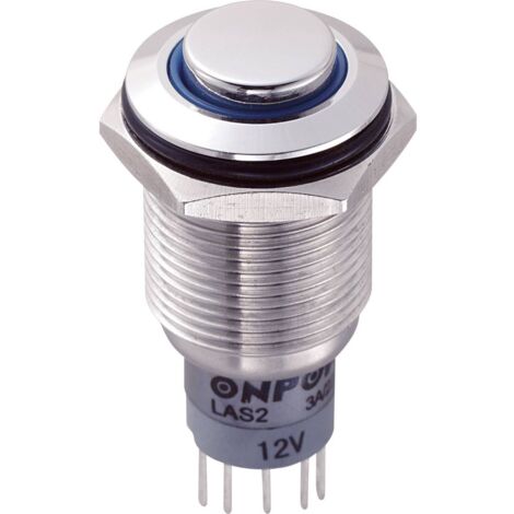 TRU COMPONENTS 701834 LAS2GQH-11ZE/B/12V/S/P Interruttore antivandalo 250 V/AC 3 A 1 x On / On Permanente Blu 1 pz.