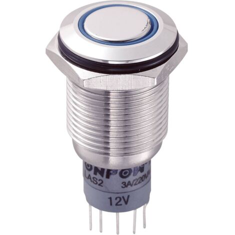 TRU COMPONENTS 701845 LAS2GQF-11ZE/B/12V/S/P Interruttore antivandalo 250 V/AC 3 A 1 x On / On Permanente Blu 1 pz.