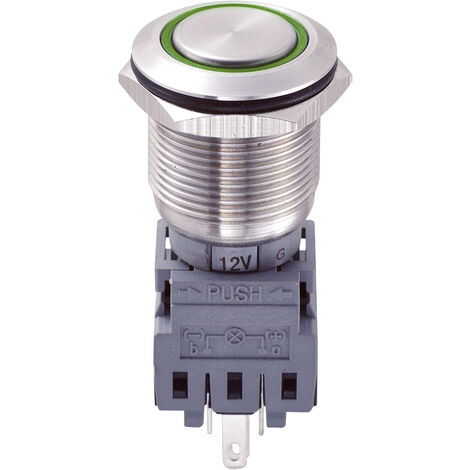 TRU COMPONENTS 701856 LAS1-BGQ-11E/G/12V Vandalismusgeschützter Drucktaster 250 V/AC 5 A 1 x Aus/(Ei