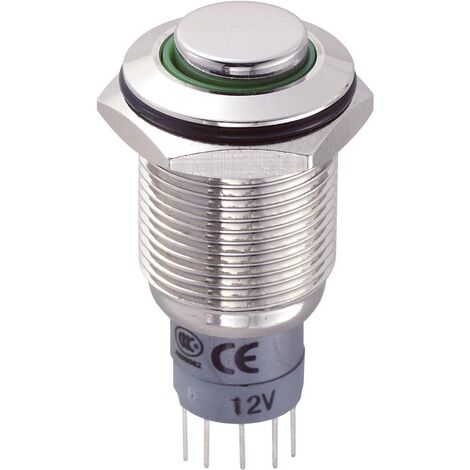 TRU COMPONENTS 701872 LAS2GQH-11ZE/G/12V/N/P Interruttore antivandalo 250 V/AC 3 A 1 x On / On Permanente Verde 1 pz.