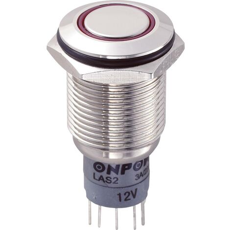 TRU COMPONENTS 701882 LAS2GQF-11E/R/12V/N/P Pulsante antivandalo 250 V/AC 3 A 1 x On / (On) Momentaneo Rosso IP67 1 pz.