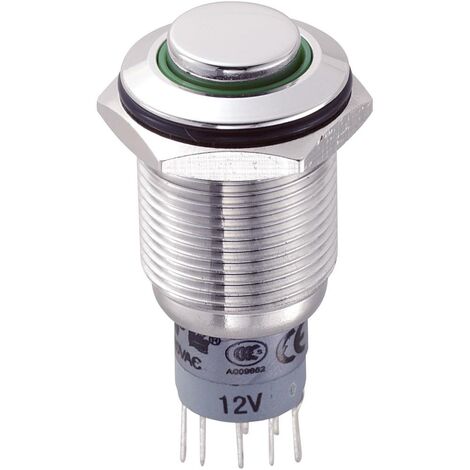 TRU COMPONENTS 701885 LAS2GQH-22ZE/G/12V/S/P Interruttore antivandalo 250 V/AC 3 A 2 x On / On Permanente Verde 1 pz.