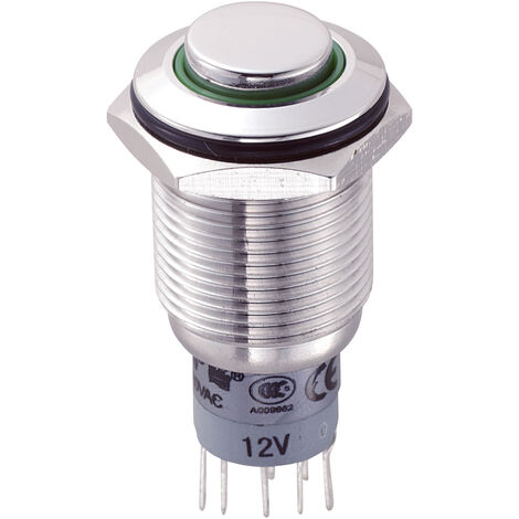 TRU COMPONENTS 701885 LAS2GQH-22ZE/G/12V/S/P Vandalismusgeschützter Druckschalter 250 V/AC 3 A 2 x E