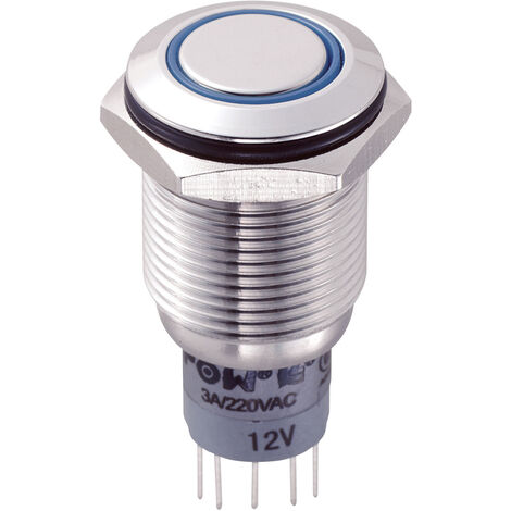 TRU COMPONENTS 701958 LAS2GQF-22E/B/12V/S/P Vandalismusgeschützter Drucktaster 250 V/AC 3 A 2 x Ein/