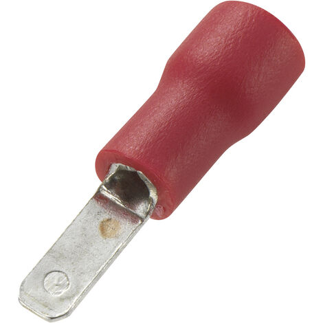 TRU COMPONENTS 736753 Flachstecker  Steckbreite: 2.8 mm Steckdicke: 0.5 mm 180 ° Teilisoliert Rot 10
