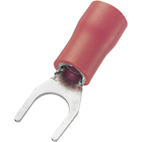 TRU COMPONENTS 745254 Gabelkabelschuh  0.50 mm² 1.50 mm² Loch-Ø=4.3 mm Teilisoliert Rot 100 St.