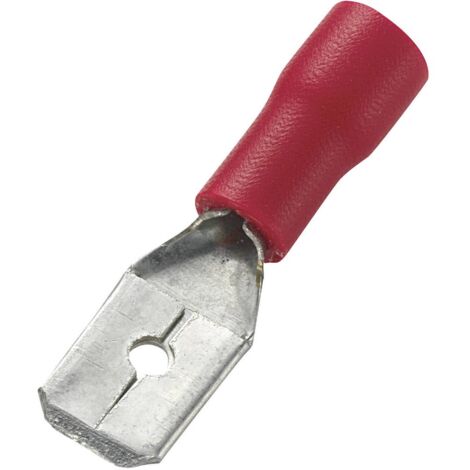 TRU COMPONENTS 745410 Spina piatta Larghezza spina: 6.4 mm Spessore spina: 0.8 mm 180 ° Parzialmente isolato Rosso 100
