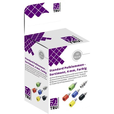 TRU COMPONENTS Assortiment de connecteurs de test embase femelle, verticale bleu, jaune, vert, noir, rouge, argent 12 p