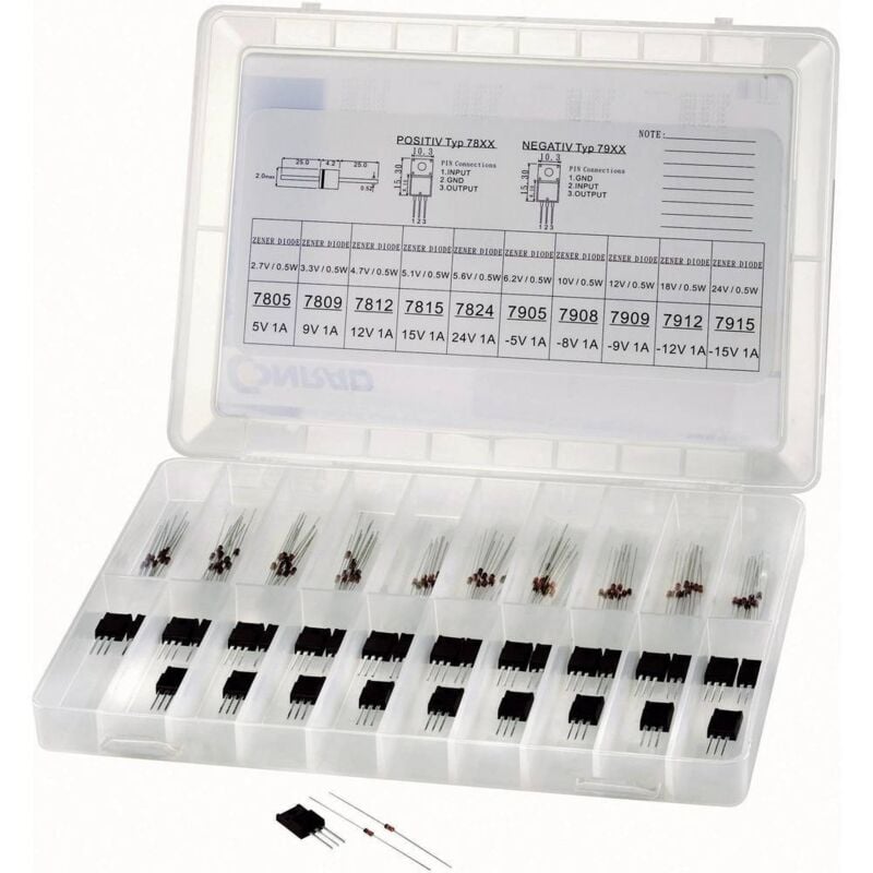 TRU COMPONENTS Assortiment de diodes & régulateurs de tension 130 pc(s)