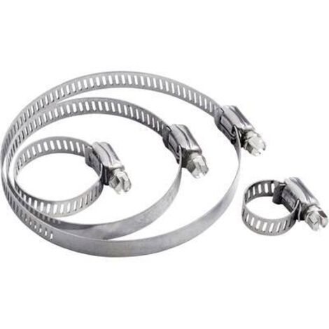 TRU COMPONENTS Collier de serrage à crémaillère TC-10330716 Plage de Ø du faisceau 78 à 101 mm à vis six pans avec fente argent 1 pc(s) S658402