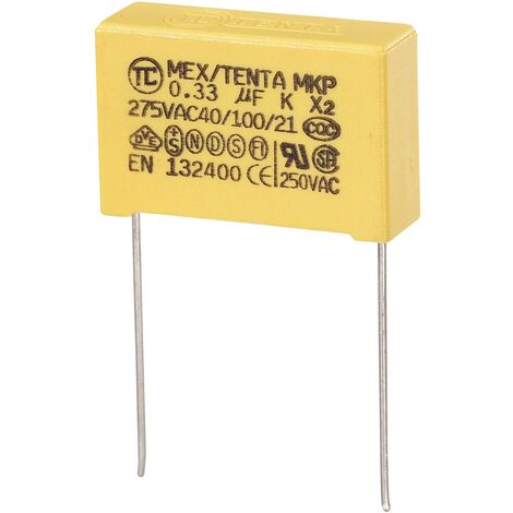 Tru Components – Condensateur anti-parasite MKP-X2 0.33 µF 275 V/AC – Sortie radiale – Tolérance 10 % – Dimensions 26.5 x 7 x 17 mm - S477301